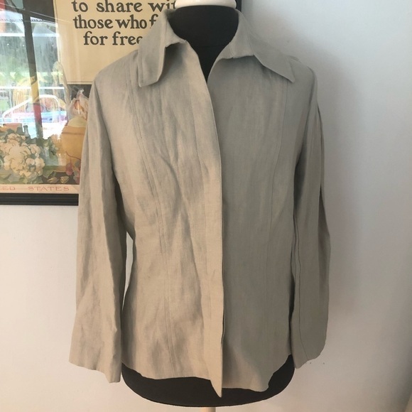 Ellen Tracy Sage Green Unlined Linen Jacket Small - Picture 1 of 8